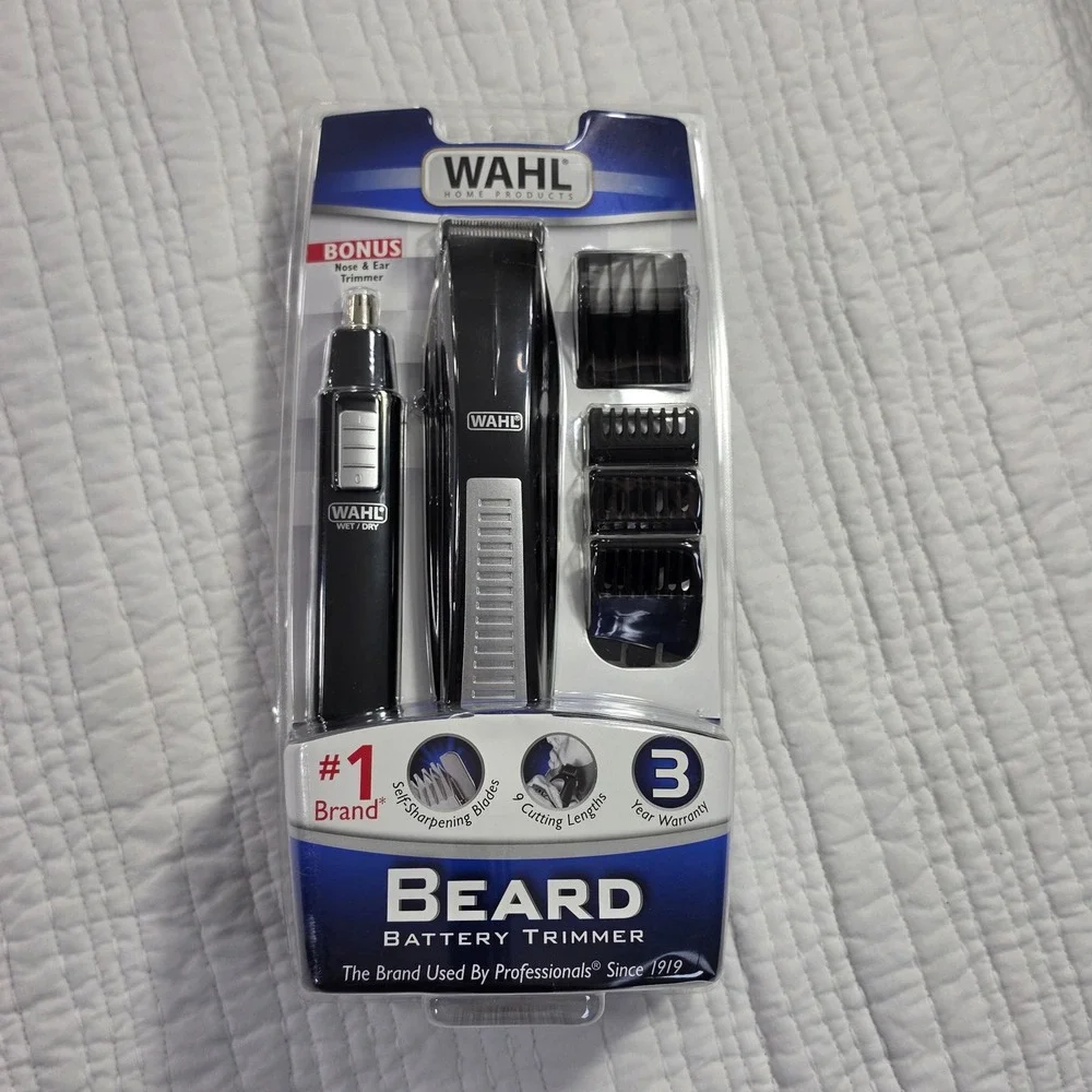 Wahl Beard Battery Trimmer Grooming Kit Nose Ear Trimmer 5537-1801 NWT 9 Lengths